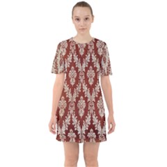 Chorley Weave Brown Sixties Short Sleeve Mini Dress by DeneWestUK