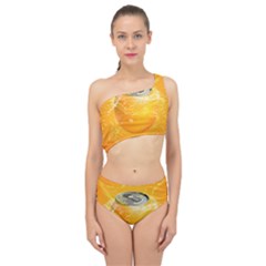 Orange Drink Splash Poster Spliced Up Two Piece Swimsuit by Sapixe