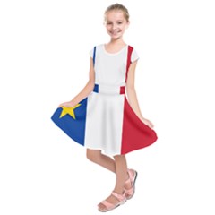 Flag Of Acadia Kids  Short Sleeve Dress by abbeyz71