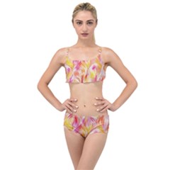 Pretty Painted Pattern Pastel Layered Top Bikini Set by Sapixe