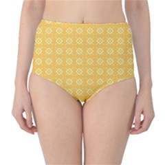 Pattern Background Texture Yellow Classic High-waist Bikini Bottoms by Sapixe