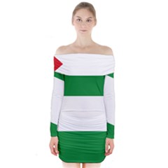 Flag Of Andalucista Youth Wing Of Andalusian Party Long Sleeve Off Shoulder Dress by abbeyz71