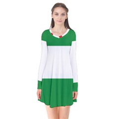 Flag Of Andalucista Youth Wing Of Andalusian Party Long Sleeve V-neck Flare Dress by abbeyz71