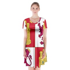 Coat Of Arms Of Castile And León Short Sleeve V-neck Flare Dress by abbeyz71