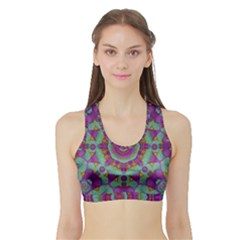 Water Garden Lotus Blossoms In Sacred Style Sports Bra With Border by pepitasart