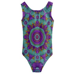 Water Garden Lotus Blossoms In Sacred Style Kids  Cut-out Back One Piece Swimsuit by pepitasart