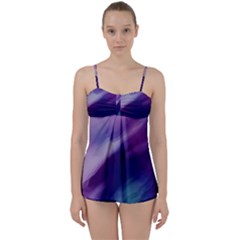 Purple Background Art Abstract Watercolor Babydoll Tankini Set by Sapixe