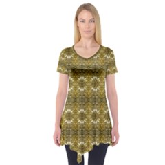 Golden Ornate Pattern Short Sleeve Tunic  by dflcprintsclothing