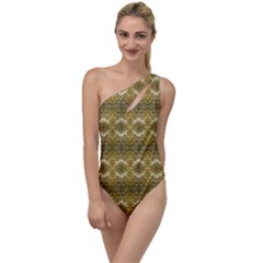 Golden Ornate Pattern To One Side Swimsuit by dflcprintsclothing