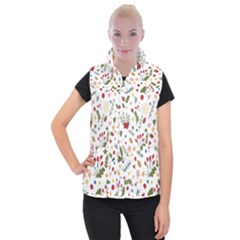 Floral Christmas Pattern  Women s Button Up Vest by Valentinaart