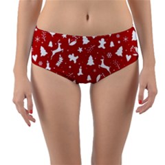 Christmas Pattern Reversible Mid-waist Bikini Bottoms by Valentinaart