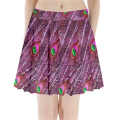 Peacock Feathers Color Plumage Pleated Mini Skirt by Sapixe