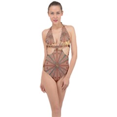 York Minster Chapter House Halter Front Plunge Swimsuit by Sapixe