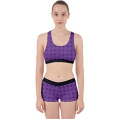 Pattern Spiders Purple And Black Halloween Gothic Modern Work It Out Gym Set by genx