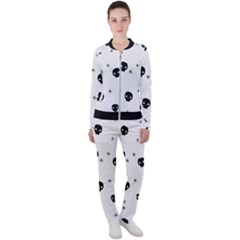 Pattern Skull Stars Handrawn Naive Halloween Gothic Black And White Casual Jacket And Pants Set by genx