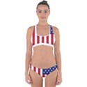 US Flag Stars and Stripes MAGA Cross Back Hipster Bikini Set View1