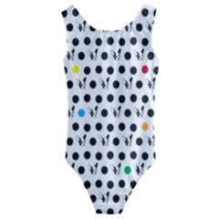 Boston Terrier Dog Pattern With Rainbow And Black Polka Dots Kids  Cut-out Back One Piece Swimsuit by genx