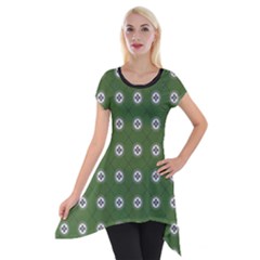 Logo Kekistan Pattern Elegant With Lines On Green Background Short Sleeve Side Drop Tunic by snek