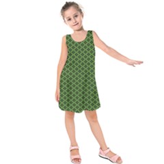 Logo Kek Pattern Black And Kekistan Green Background Kids  Sleeveless Dress by snek