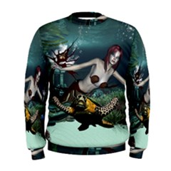 Wonderful Fmermaid With Turtle In The Deep Ocean Men s Sweatshirt by FantasyWorld7