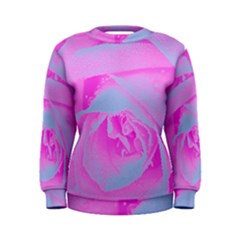 Perfect Hot Pink And Light Blue Rose Detail Women s Sweatshirt by myrubiogarden