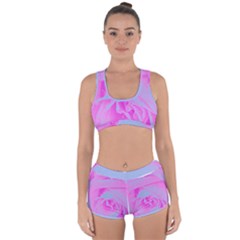 Perfect Hot Pink And Light Blue Rose Detail Racerback Boyleg Bikini Set by myrubiogarden
