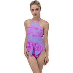 Perfect Hot Pink And Light Blue Rose Detail Go With The Flow One Piece Swimsuit by myrubiogarden