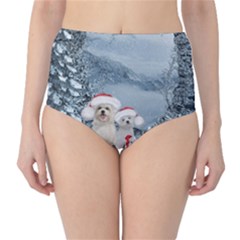 Christmas, Cute Dogs And Squirrel With Christmas Hat Classic High-waist Bikini Bottoms by FantasyWorld7