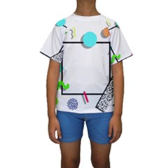 Abstract Geometric Triangle Dots Border Kids  Short Sleeve Swimwear by Alisyart