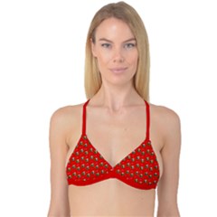 Trump Wrait Pattern Make Christmas Great Again Maga Funny Red Gift With Snowflakes And Trump Face Smiling Reversible Tri Bikini Top by snek