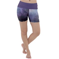Orion Nebula Pastel Violet Purple Turquoise Blue Star Formation Lightweight Velour Yoga Shorts by genx
