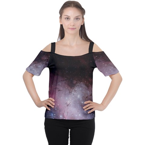 Eagle Nebula Wine Pink And Purple Pastel Stars Astronomy Cutout Shoulder Tee by genx