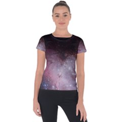 Eagle Nebula Wine Pink And Purple Pastel Stars Astronomy Short Sleeve Sports Top  by genx