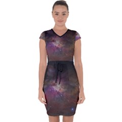 Orion Nebula Star Formation Orange Pink Brown Pastel Constellation Astronomy Capsleeve Drawstring Dress  by genx