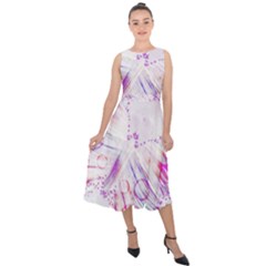 Colorful Butterfly Purple Midi Tie-back Chiffon Dress by Mariart
