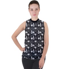 Tape Cassette 80s Retro Genx Pattern Black And White Sleeveless Top by genx