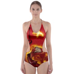 Wonderful Fairy Of The Fire With Fire Birds Cut-out One Piece Swimsuit by FantasyWorld7
