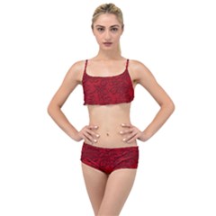 Christmas Background Red Star Layered Top Bikini Set by Simbadda