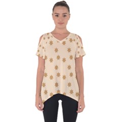 Pattern Gingerbread Star Cut Out Side Drop Tee by Simbadda