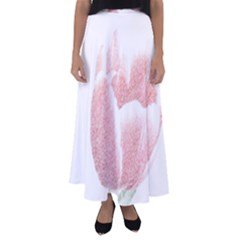 Tulip Red And White Pen Drawing Flared Maxi Skirt by picsaspassion