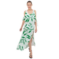 Leaves Foliage Green Wallpaper Maxi Chiffon Cover Up Dress by Wegoenart