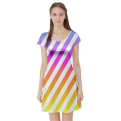 Abstract Lines Mockup Oblique Short Sleeve Skater Dress by Wegoenart