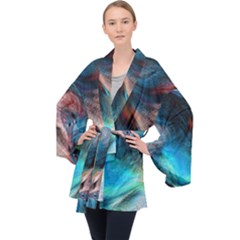 Background Art Abstract Watercolor Velvet Kimono Robe