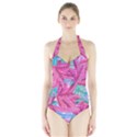 Leaves Tropical Reason Stamping Halter Swimsuit View1