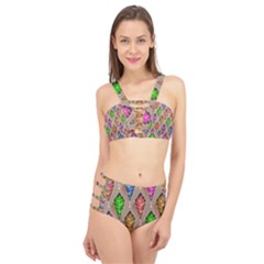 Abstract Background Colorful Leaves Cage Up Bikini Set