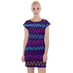 Background Waves Abstract Background Cap Sleeve Bodycon Dress