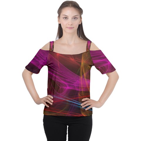 Background Abstract Colorful Light Cutout Shoulder Tee by Wegoenart