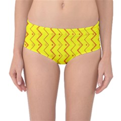 Yellow Background Abstract Mid-waist Bikini Bottoms by Wegoenart
