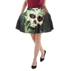 Screaming Skull Human Halloween A-line Pocket Skirt by Wegoenart
