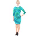 Groovy Cool Abstract Aqua Liquid Art Swirl Painting Quarter Sleeve Hood Bodycon Dress View2
